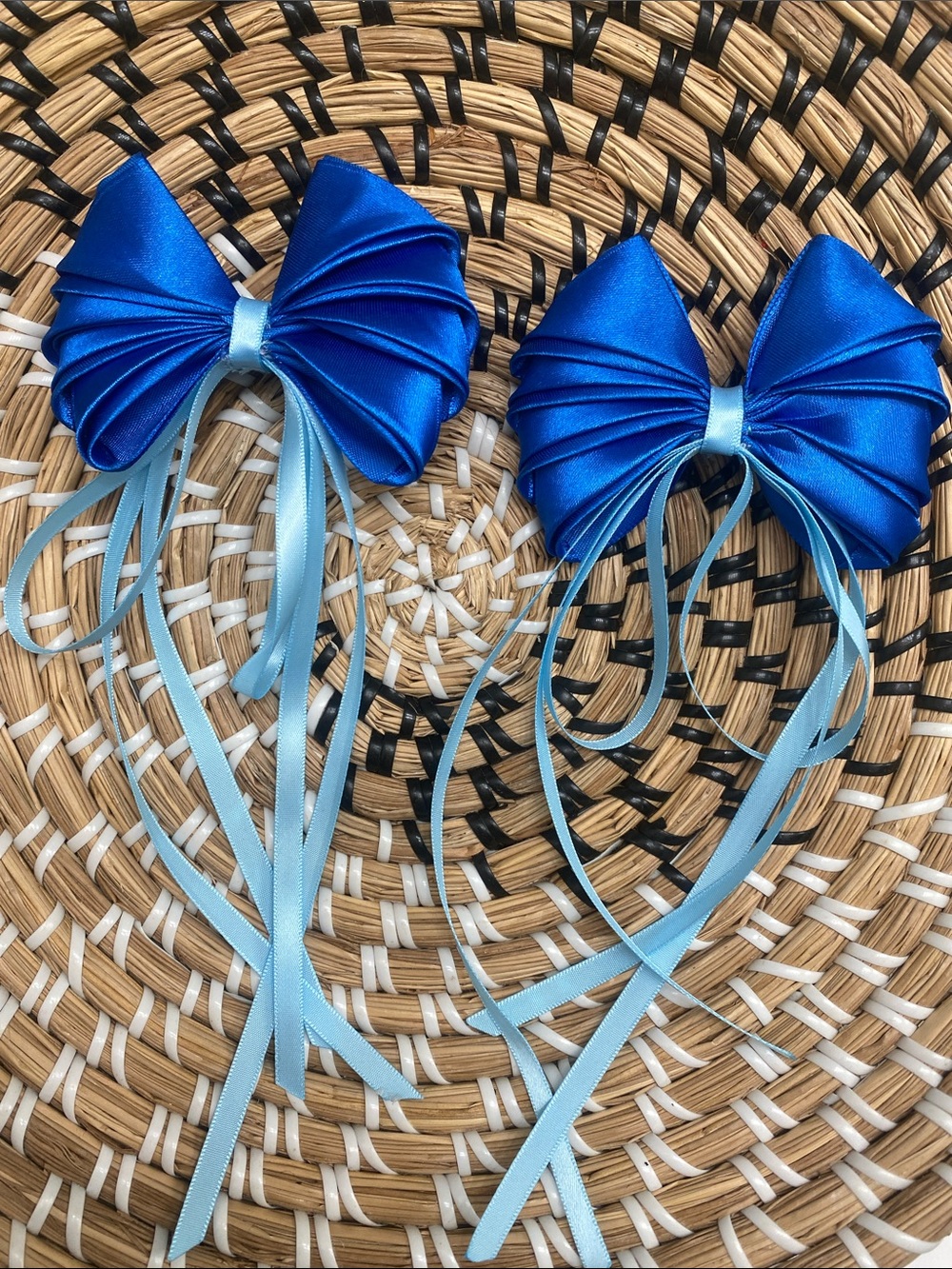 Hand Crafted Royal Blue Satin Ribbon Hair Bows